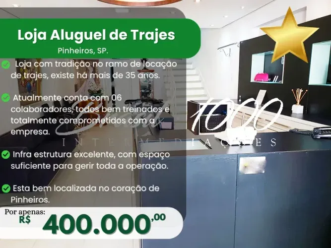Loja Aluguel de Trajes em Pinheiros (Cod. 108854)