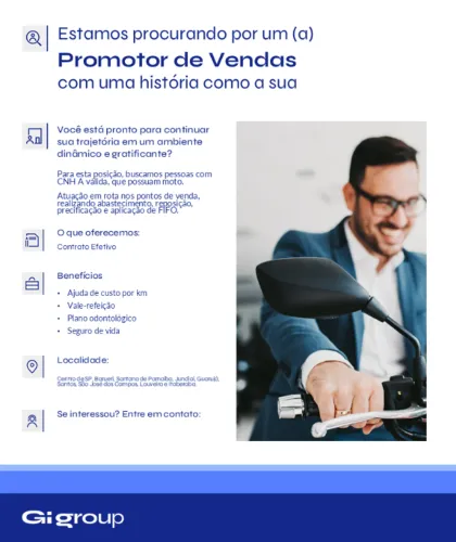Promotor de Vendas Com Moto