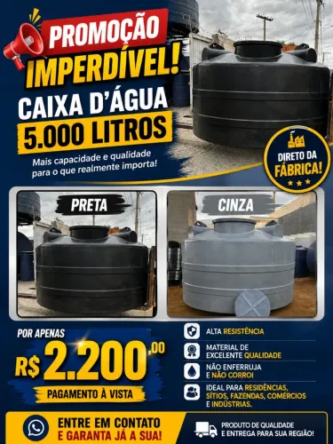 PROMOÇÃO CAIXAS D'ÁGUA DE 5 MIL LITROS