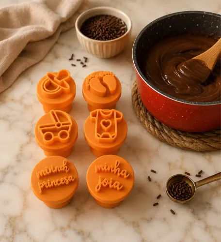 Kit 6 Carimbos de Brigadeiro Chá de Bebê / Maternidade - Personalize com Nome!