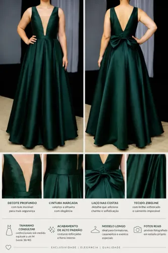 Vestido longo zibeline verde esmeralda