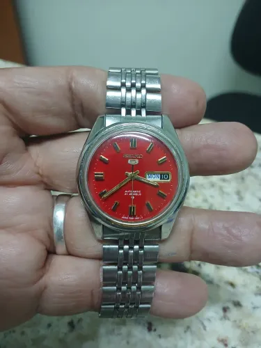 SEIKO 5 MODELO 6119 MOSTRADOR VERMELHO FUNCIONANDO 100% VENDO