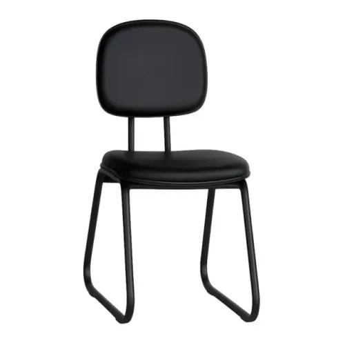 Cadeira Secretária Corino Preto Encosto Anatômico Base Giratória Reforçada 31103