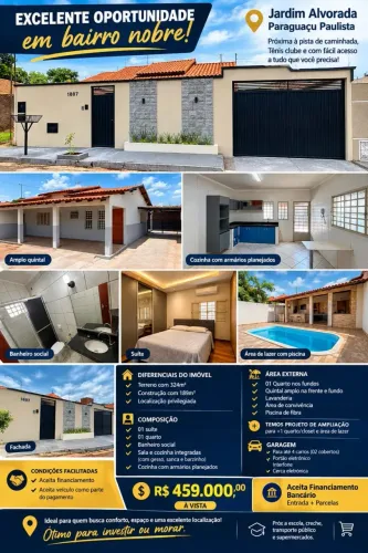 Imóvel para venda possui 189 metros quadrados com 3 quartos Jardim Alvorada - Paraguaçu Pa