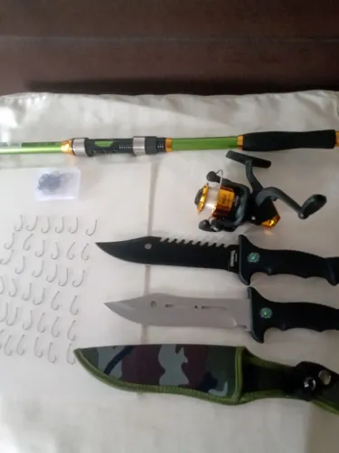 kit de pesca com faca tática 