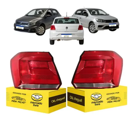 Par Lanterna Vw Gol G7 G8 2017 2018 2019 2020 2021 2022 2023 Ambos Lados Vermelho