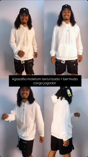 Boné black TKJ + agasalho texturizado + bermuda cargo TKJ