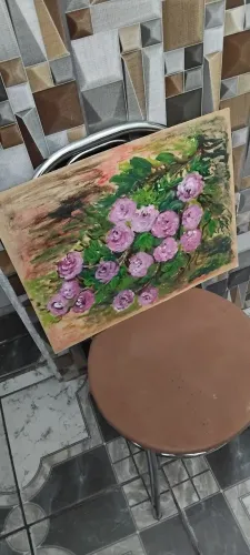 Antiga pintura a óleo. Flores