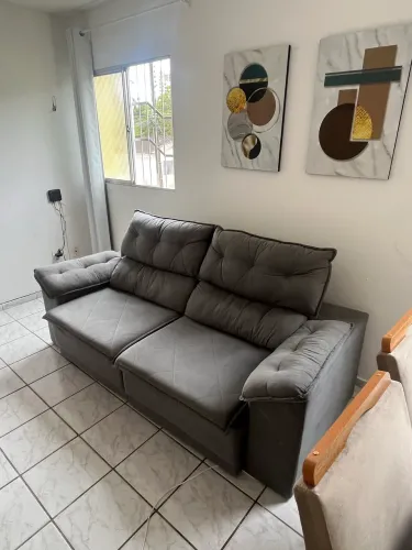 Sofá 2 Retrátil Cinza 