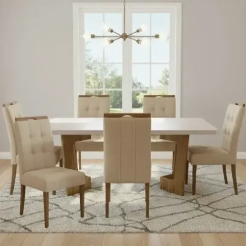 Mesa Liz com 6 cadeiras Sophia - Entrega Rápida