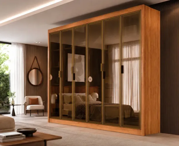 Guarda-Roupa c/LED 6 Portas Reflectas 6 Gavetas 100%MDF l32