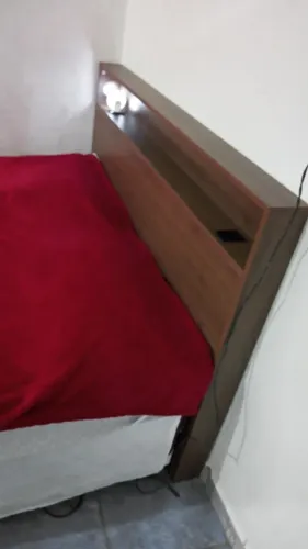 Cabeceira para Cama Box Casal com 2 Tomadas Cor Café