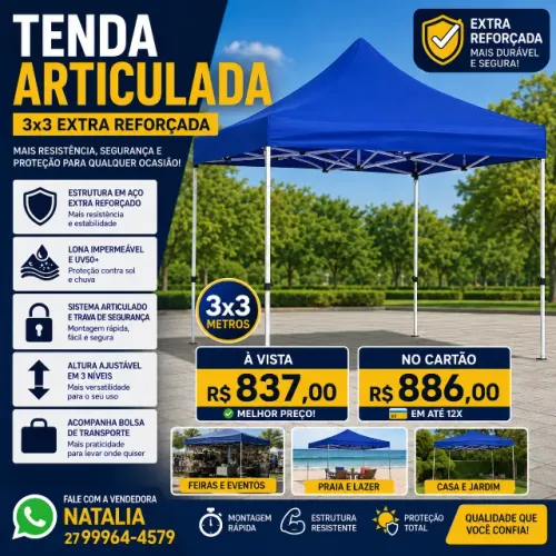 TENDA 3X3 ARTICULADA - EXTRA REFORÇADA (Pronta Entrega!)