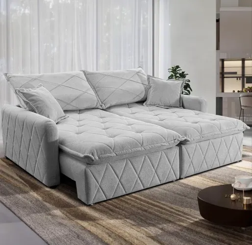 Sofá 3 lugares Cama inBox Sublime com Assento Retrátil e Encosto Reclinável