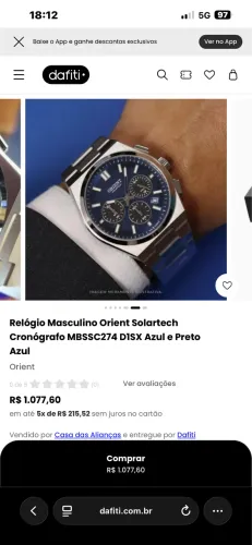 Relógio Orient Solar Tech Cronógrafo