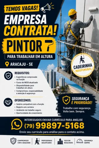 Estamos contratando pintor fachadeiro