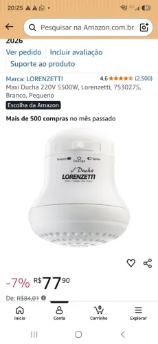 Chuveiro lorenzet 220v