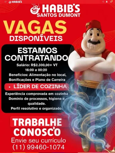 Líder de Cozinha - Habibs Santos Dumont - Londrina PR