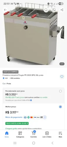 Fritadeira a gás oleo e agua