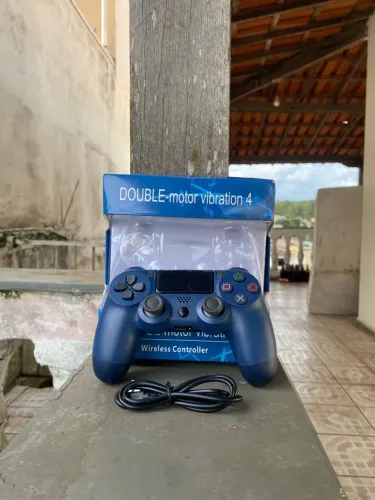 Controle Sem Fio para PS4 Azul - Funciona Perfeitamente + Cabo USB