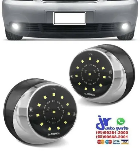 Par Farol de Milha Redondo Luminus LED Universal 12 LEDs 16W 12V Branco Auxiliar Neblina