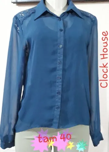 Blusa tam 40 marca Clock House novíssima com transparência