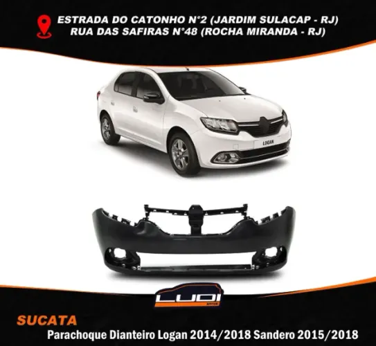 Para-choque dianteiro Renault Logan 2014 2018 Sandero 2015 2018 Com furo milha