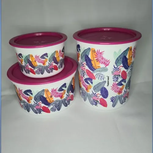 Conjunto Instantâneas Flamingo Tupperware 575ml, 1,5L e 2,25 litros
