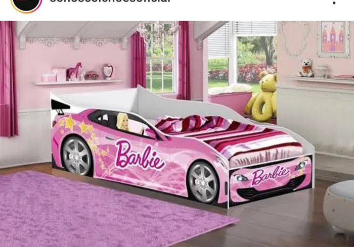 Cama Infantil Barbie Carrinho Cor de Rosa