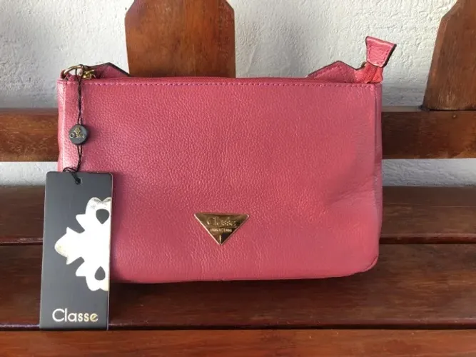 Bolsa Classe Couro Feminina Rosa Chiclete