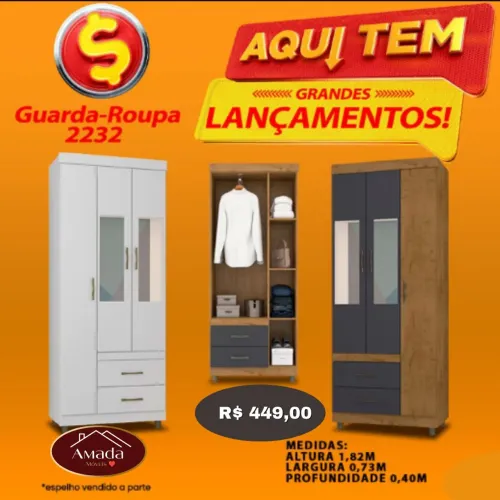 Guarda-roupa 3 Portas solteiro 2232 a pronta entrega