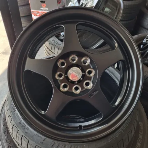 Jogo de rodas novas aro 15 4x100/4x108 esportivas Rodera Evo - Preto fosco
