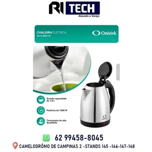 Chaleira elétrica de Aço Inoxidável 1,8L 220V Água Fervente Rápida Desliga Automático
