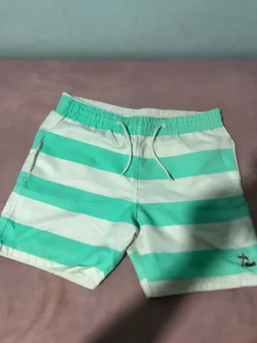 Shorts de Praia Listrado Verde e Branco