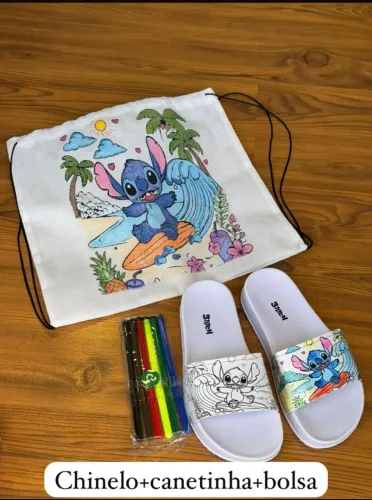 Kit infantil Sandalia +Mochila +Canetas
