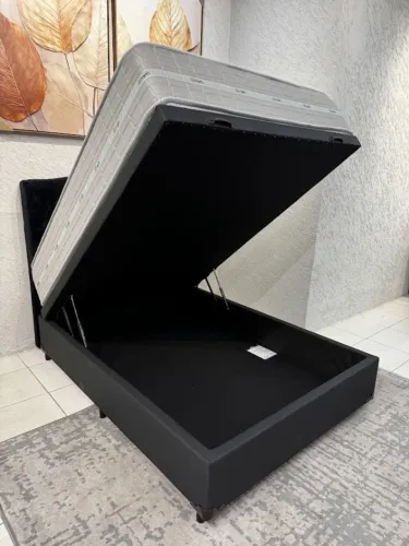 Cama Box Casal Bau e Colchão Espuma D33 Molas Ensacadas