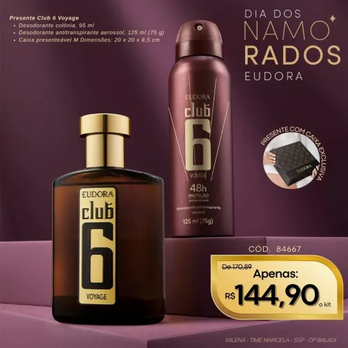 Kit Masculino Club 6 Voyage da Eudora 