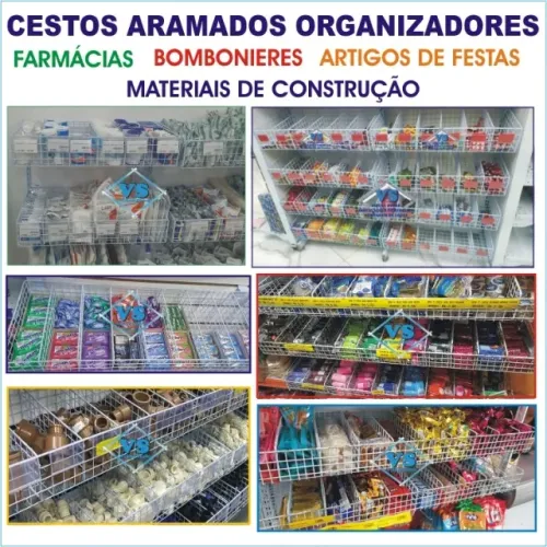 Cesto Aramado Organizador Encaixe Cremalheiras,Gôndolas e Painel Canaletado 90X30cm Oferta