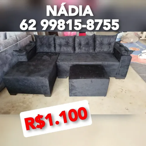 Sofá preto 4 lugares 