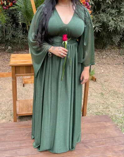 Vestido de Festa Verde Brilhante - NOVO