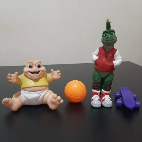 Bonecos Família Dinossauros Baby e Bob Originais Antigos Raridades
