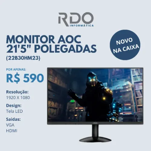 Monitor AOC 21.5" FHD (1920x1080) LED - Imagem Perfeita / Excelente Desempenho!