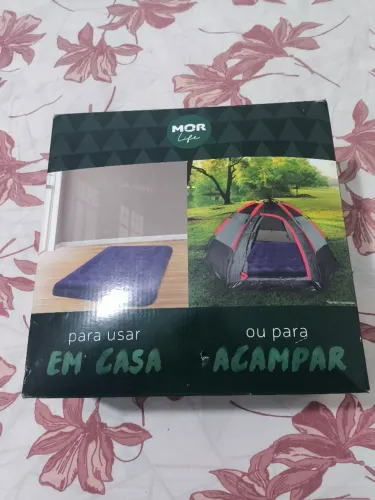 Colchão Inflável Mor Life - Casal com Inflador (com mola azul turquesa)