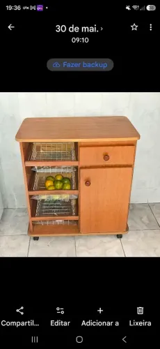 Balcão Fruteira 1 porta 1 gaveta e 3 gavetas grades