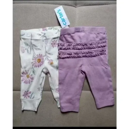 Kit calça bebê 2 peças floral babados multicor | Carter's