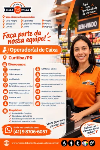 BELLA VILLA CONTRATA | OPERADOR DE CAIXA
