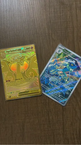 Cartas mega charizard X dourado + frogadier arte rara 