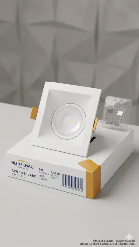Spot Recuado LED 6W Blumenau Quadrado (Branco Frio) - Novo