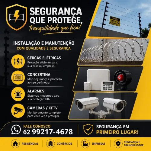 Câmeras, alarme, concertinas...