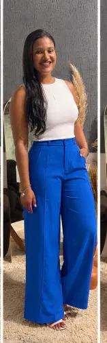 Calça social azul